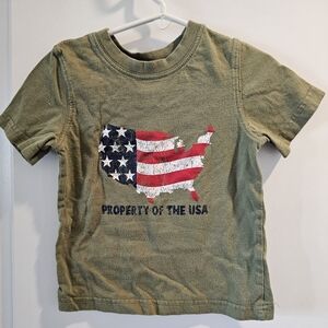 2T Olive Green Short Sleeve Tee‎ PROPERTY OF THE USA Graphic Americana